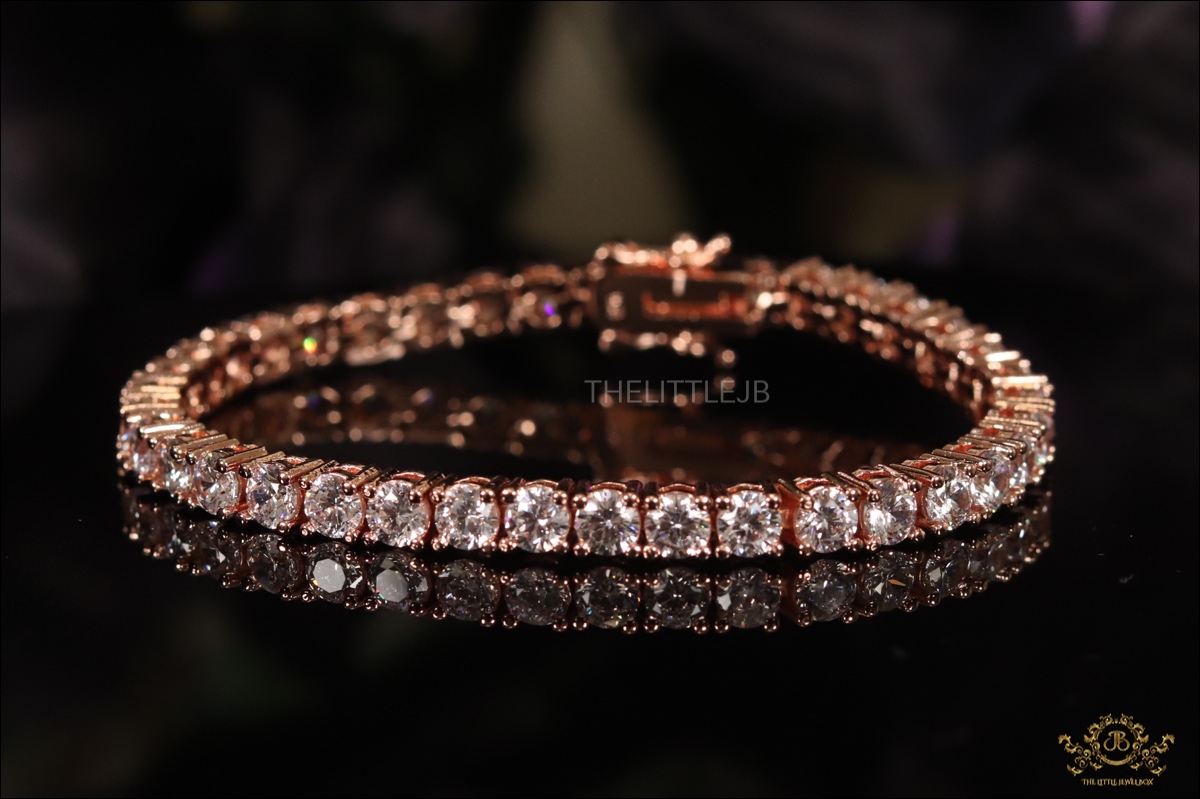Single line rose gold tennis bracelet