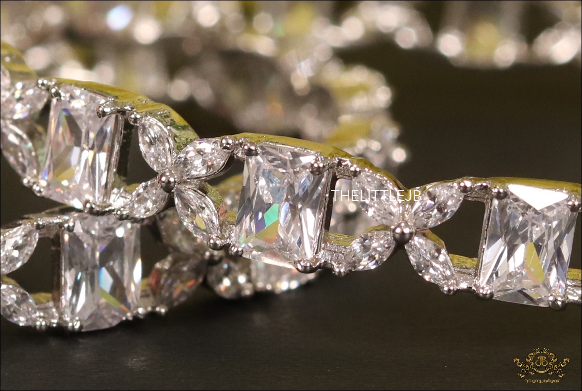 Fancy Cut CZ Platinum Bangles (Set of 2) - Image 2