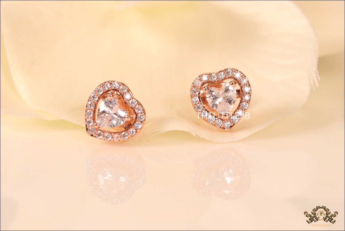 0.5ct Heart Cut CZ Rose Gold Screw Back Studs - Image 5