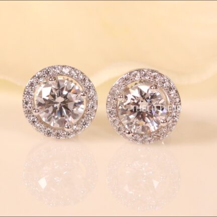 e16 1ct Brilliant Cut CZ Platinum Round Studs