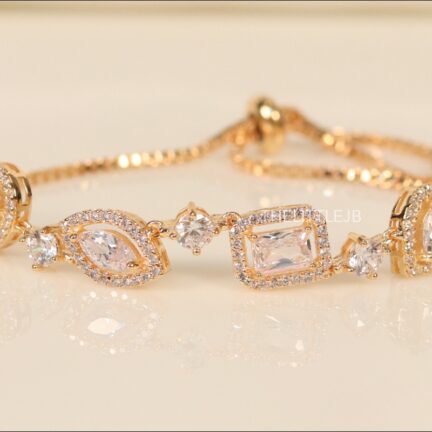 Platinum Evil Eye Charm Bracelet with Zircons