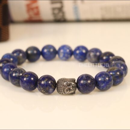 bbb106 Healing bracelet with Lapis Lazuli beads and Buddha head motif