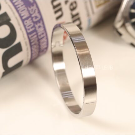 Openable broad flat stainless steel bracelet