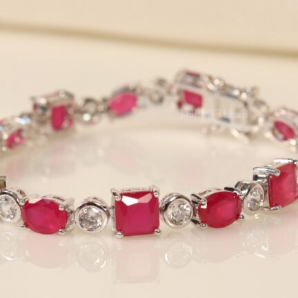 b32 Cut ruby and cz tennis bracelet