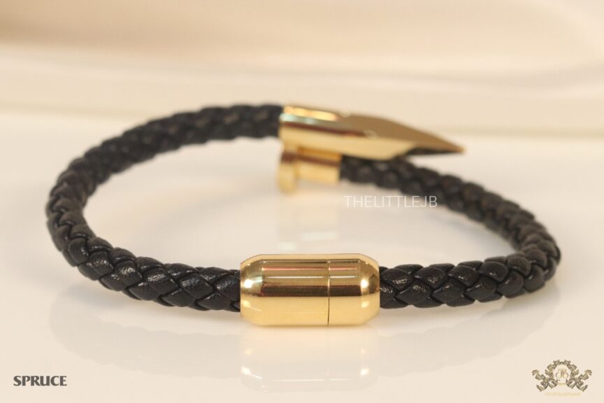 Gold Leather Bracelet For Men  Waman Hari Pethe Jewellers