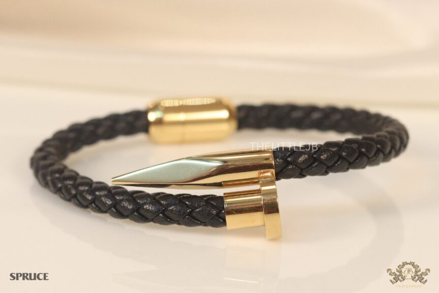 Braided Designer Stainless Steel and Leather Bracelet for Men Boys Go   Shining Jewel