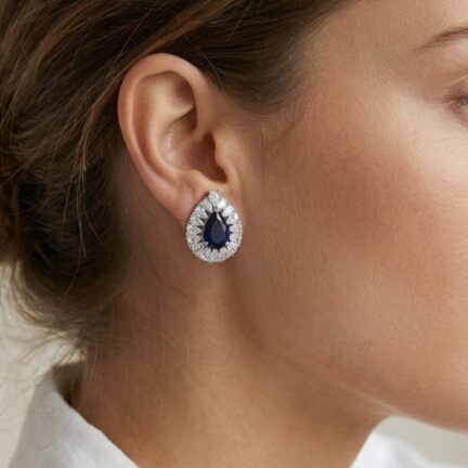 Sapphire Blue Drop Earrings - CZ