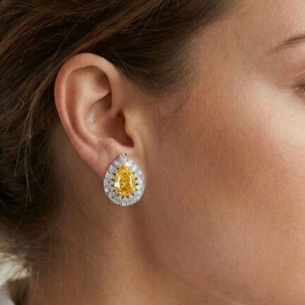 Topaz Yellow Drop Earrings - CZ