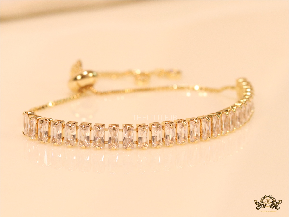 CZ Tennis Bracelet - Golden FinishMulti CZ Baguettes Necklace - Image 6