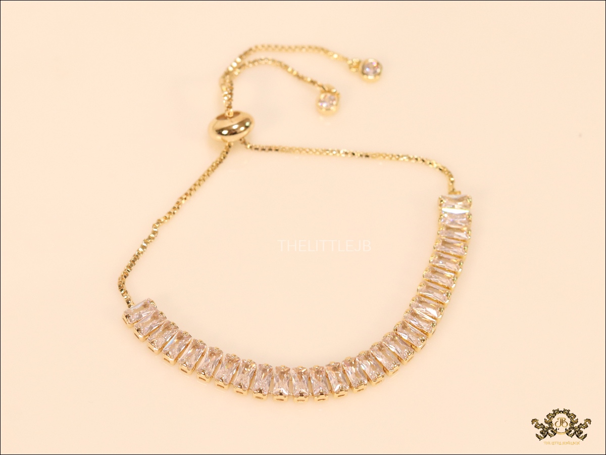 CZ Tennis Bracelet - Golden FinishMulti CZ Baguettes Necklace - Image 5