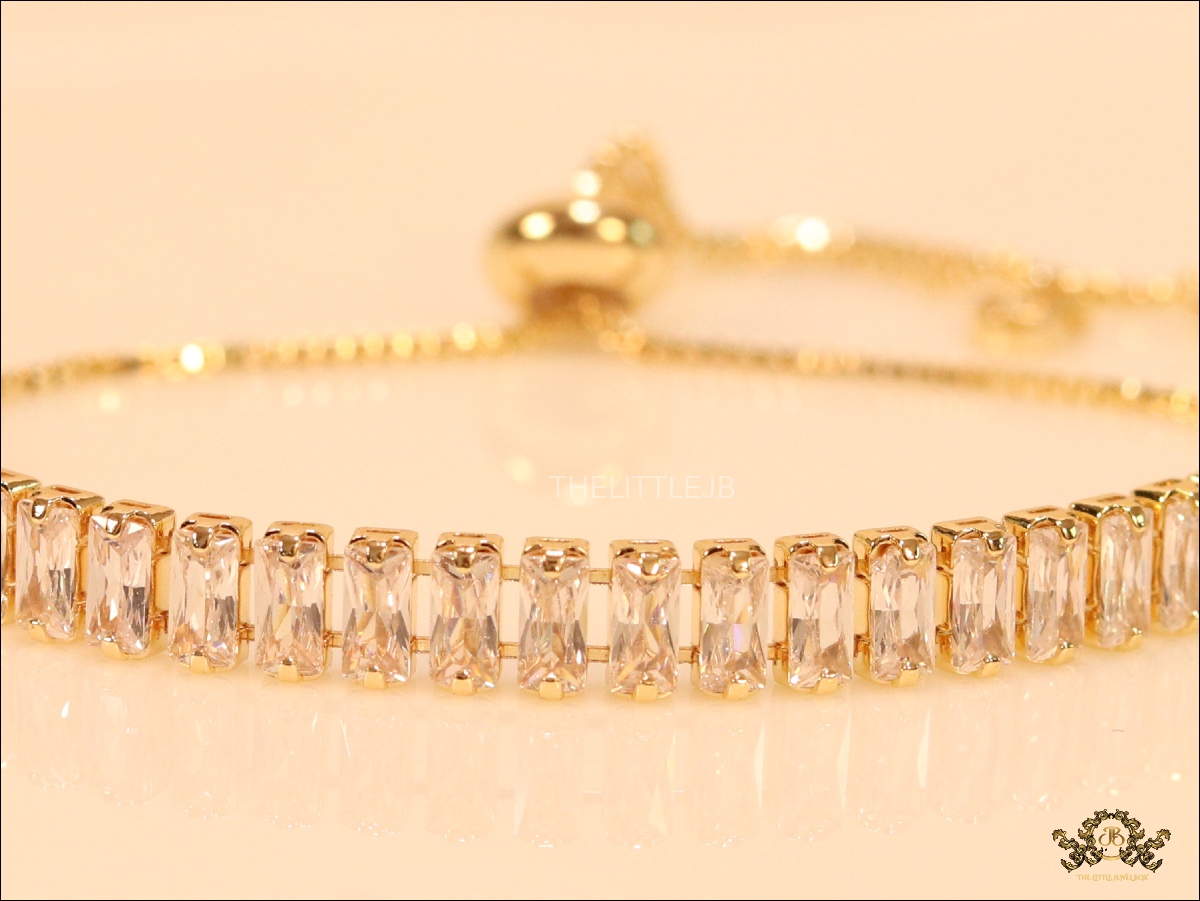 CZ Tennis Bracelet - Golden FinishMulti CZ Baguettes Necklace - Image 4