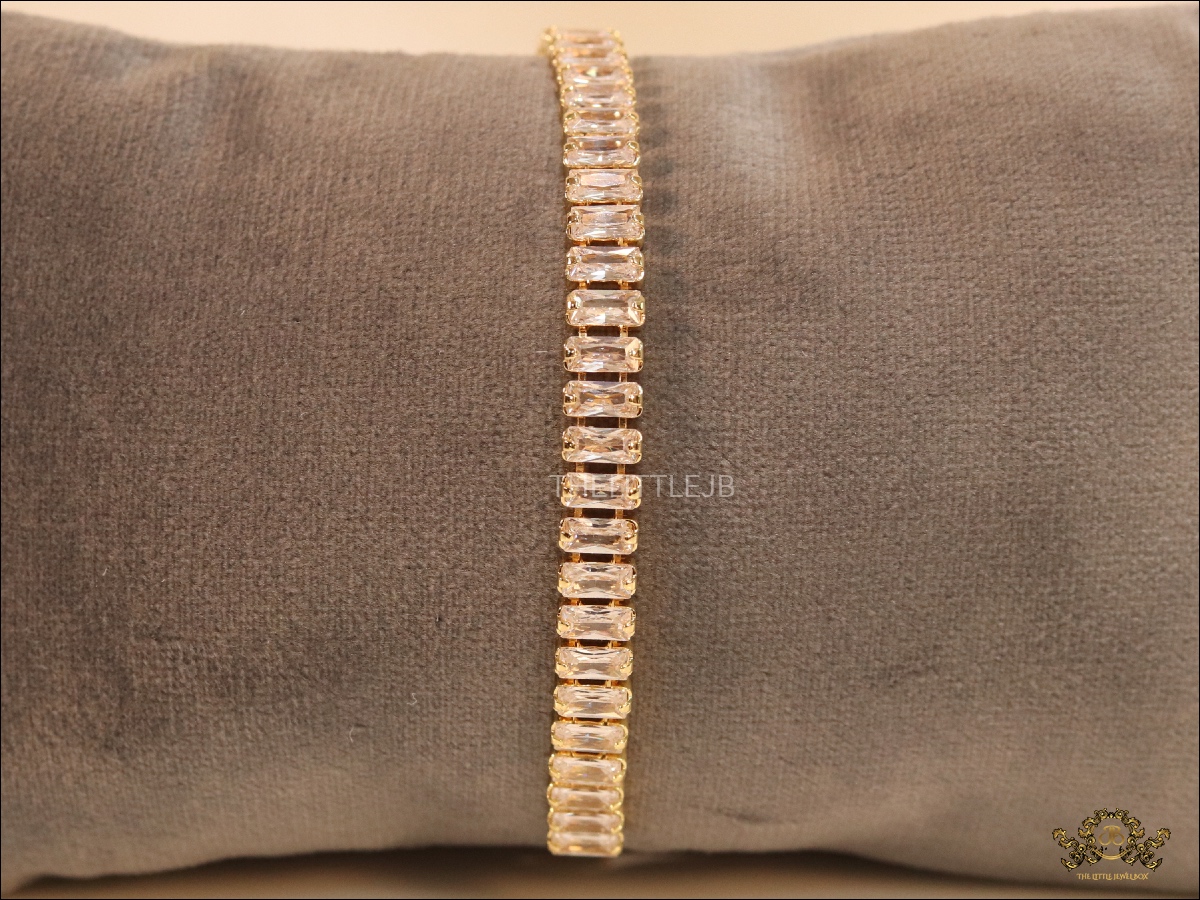 CZ Tennis Bracelet - Golden FinishMulti CZ Baguettes Necklace - Image 2