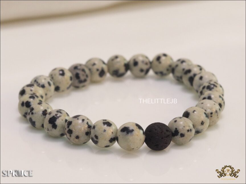 Natural Dalmatian Jasper 8MM Beaded Bracelet Stone of Joy Peralkaline Rock  – Stones Crystal Shop