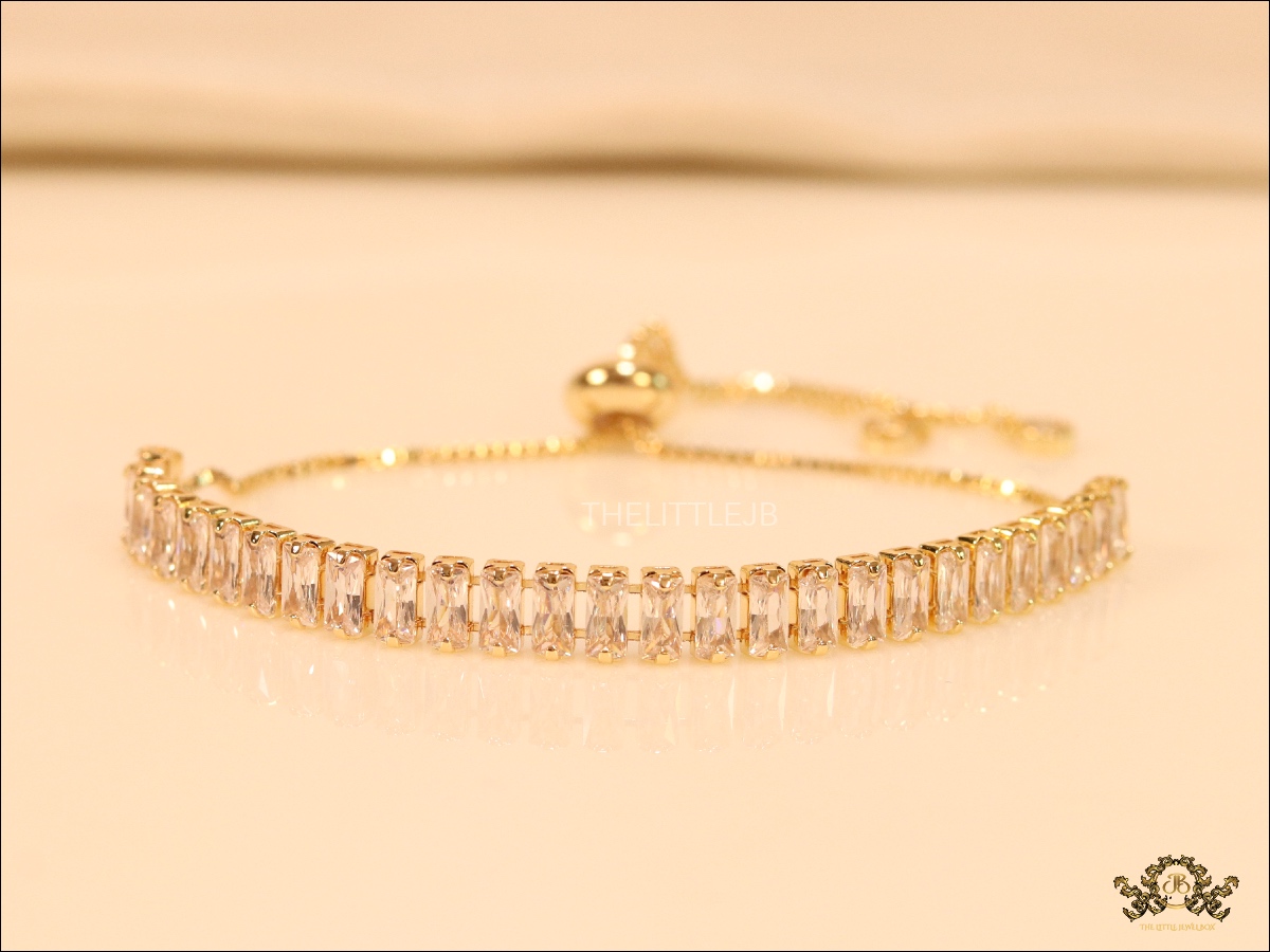 CZ Tennis Bracelet - Golden FinishMulti CZ Baguettes Necklace