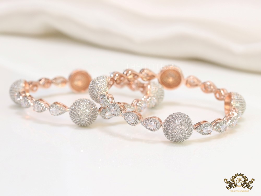 CZ studded bangle pair in dual plating - Image 4