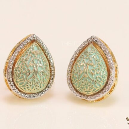 Pear shaped enamel coated stus with cz border
