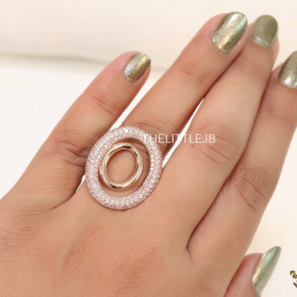 rr5 Circular two layered cz ring in rose gold finish