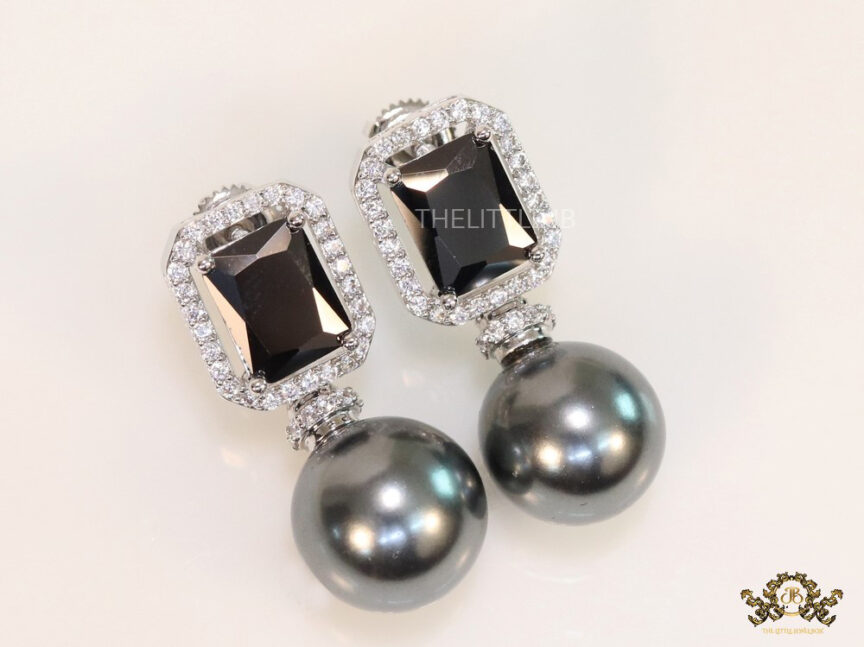 Buy Grey And Black Enamelled Stud Earrings Online  W for Woman
