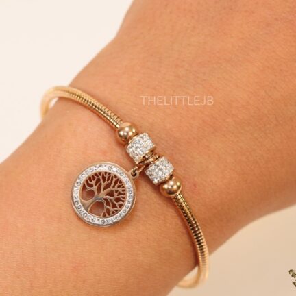 b12 Rose gold plated cz bracelet with tree of prosperity motif