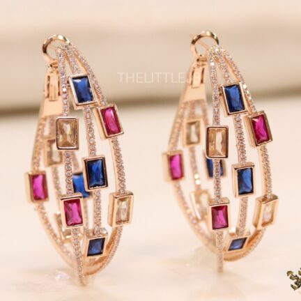 IMG_4691 Rose gold plated cz dangles with multicoloured stones