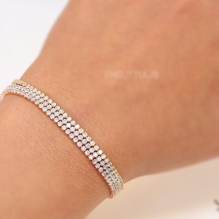 Triple line openable cz bracelet in 3 platings