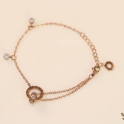 Rose gold chain bracelet with cz and roman numerals