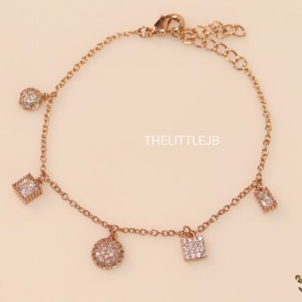 bb3 Rose gold plated chain bracelet with cz charms