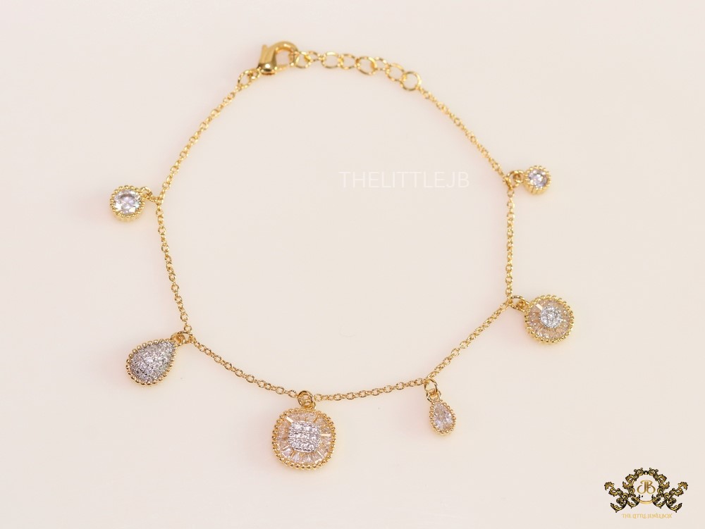 Gold plated chain bracelet with cz charms