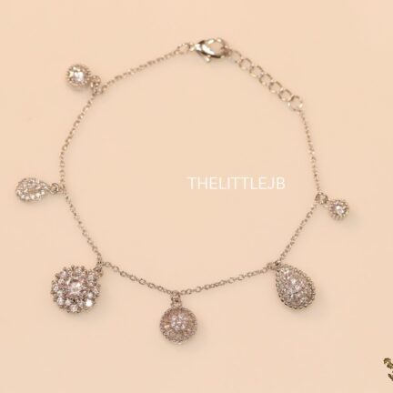 bb4 Platinum plated chain bracelet with cz charms