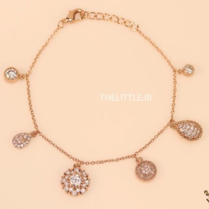 bb6 Rose gold plated chain bracelet with cz charms