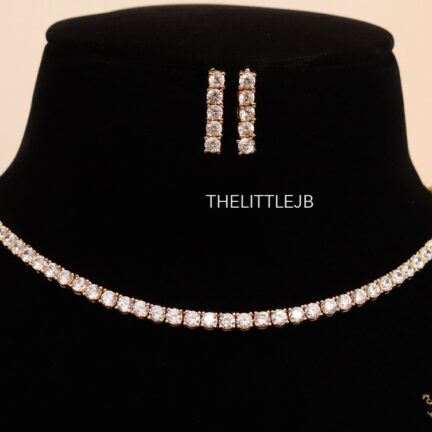 Single line golden necklace set with 4mm cz pointers