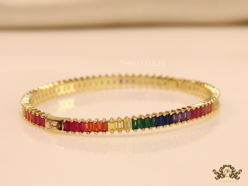 Gold plated multicoloured cz bracelet - Image 2