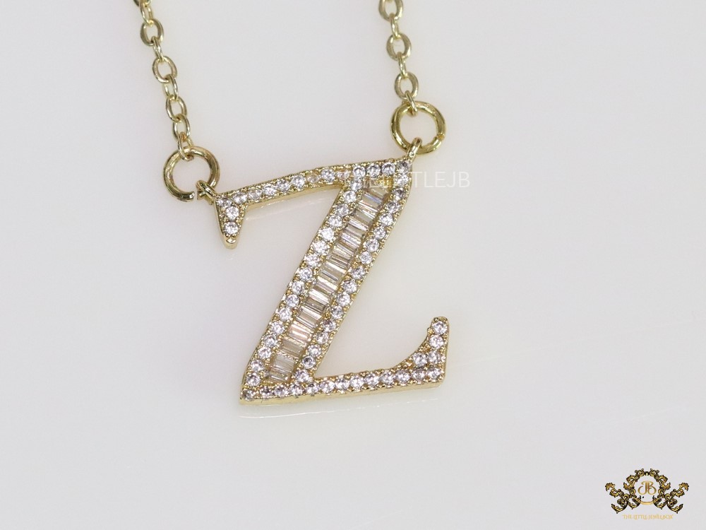 Gold plated alphabet necklace-cz studded initial Z - Image 2