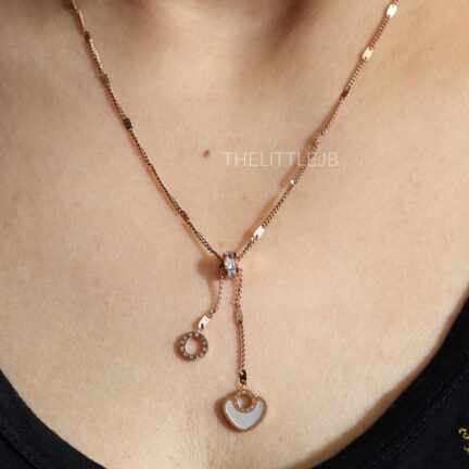 Rose Gold plated roman numeral heart necklace
