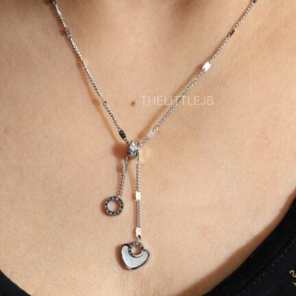 Platinum plated roman numeral heart necklace