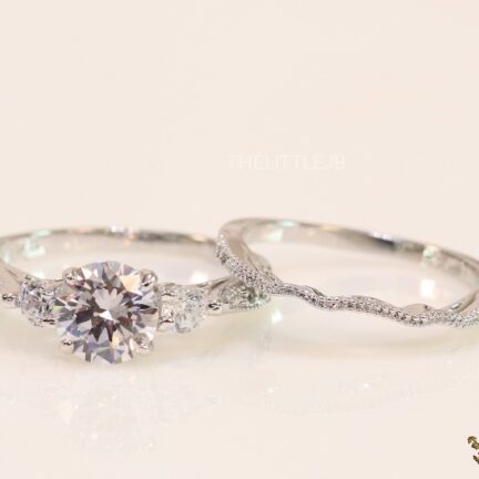 Platinum plated two layered cz ring with 7mm solitaire