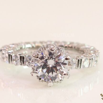 Platinum plated cz ring with 8mm solitaire