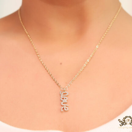 Gold plated cz 'love' necklace