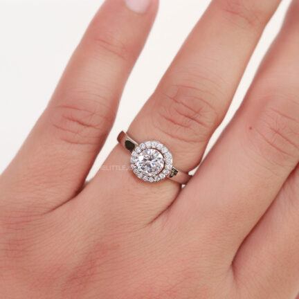 round platinum Adjustable round solitaire cz ring in platinum finish