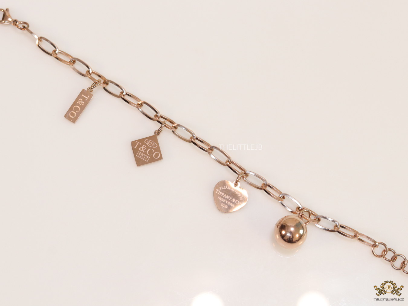 Openable rose gold plated link chain charm bracelet - Image 5