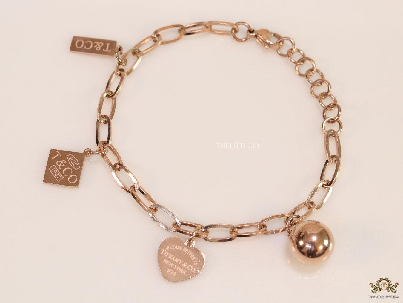 Openable rose gold plated link chain charm bracelet - Image 4
