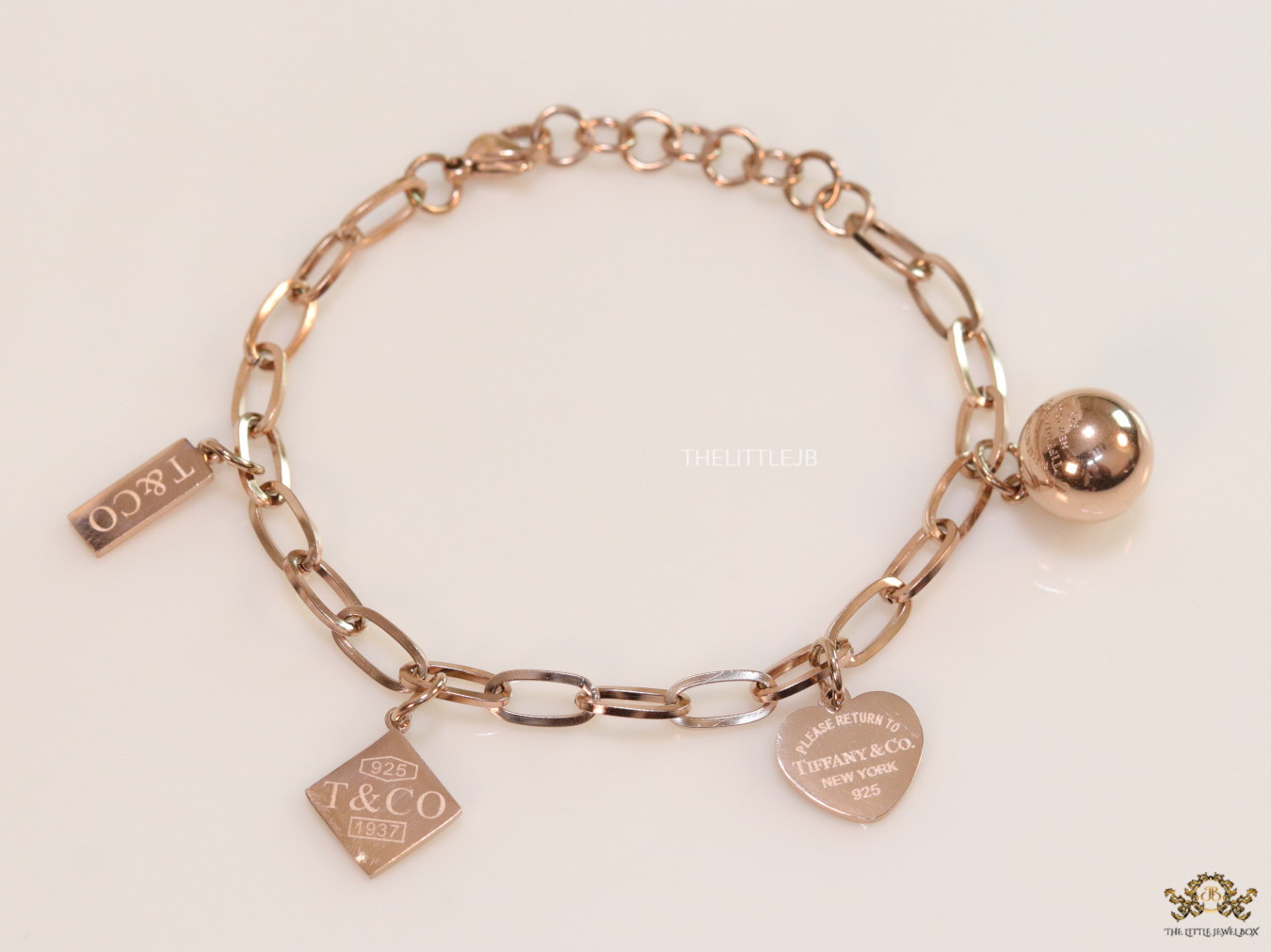 Openable rose gold plated link chain charm bracelet - Image 3