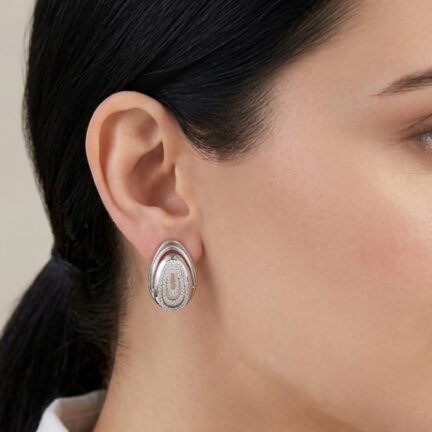 Platinum oval cz earrings