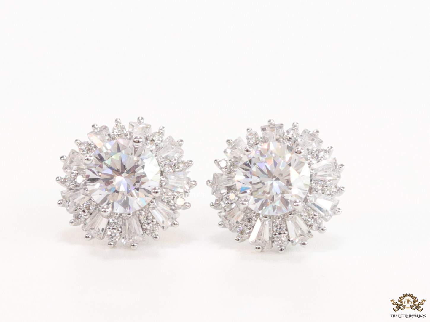 Designer cz studs in platinum with detachable solitaire tops - Image 6