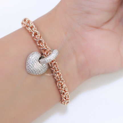 b1 Rose gold plated link chain bracelet with detachable cz heart charm