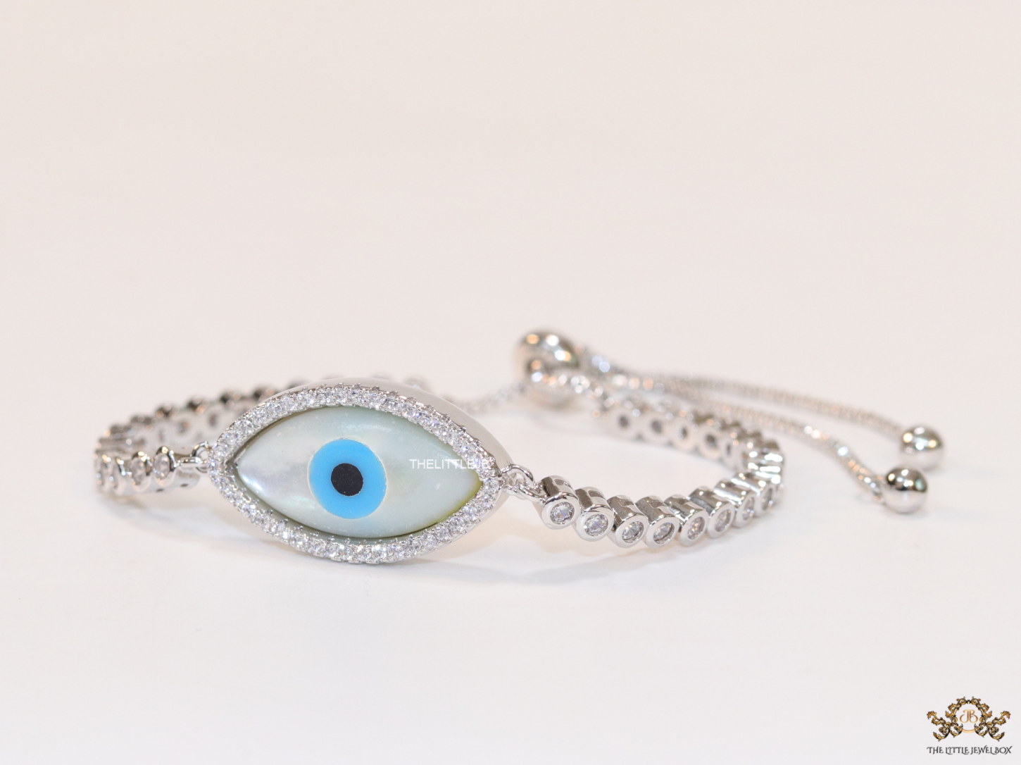 MOP evil eye cz bracelet in platinum - Image 3