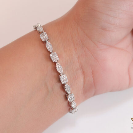 bbb10 Fancy cut cz bracelet in platinum finish