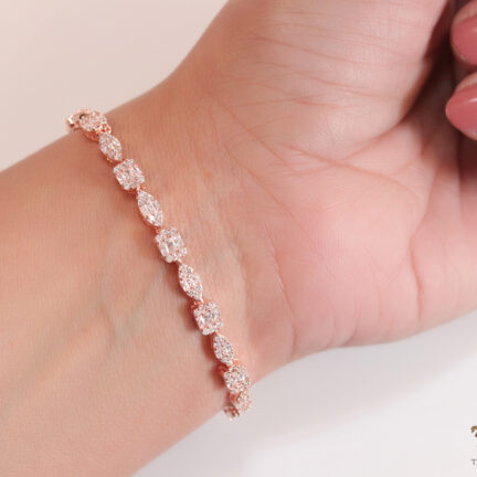 bbb11 Fancy cut cz bracelet in rose gold finish