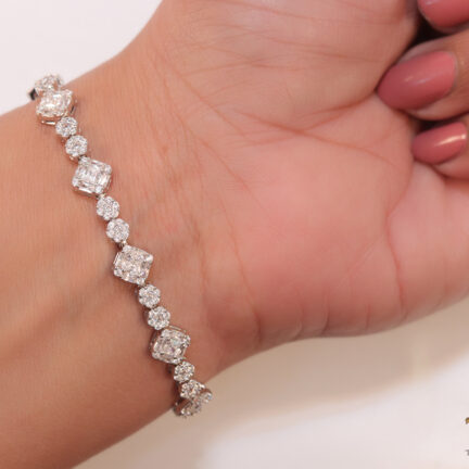 bbb12 Fancy cut cz bracelet in platinum finish