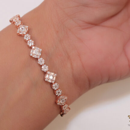 bbb13 Fancy cut cz bracelet in rose gold finish